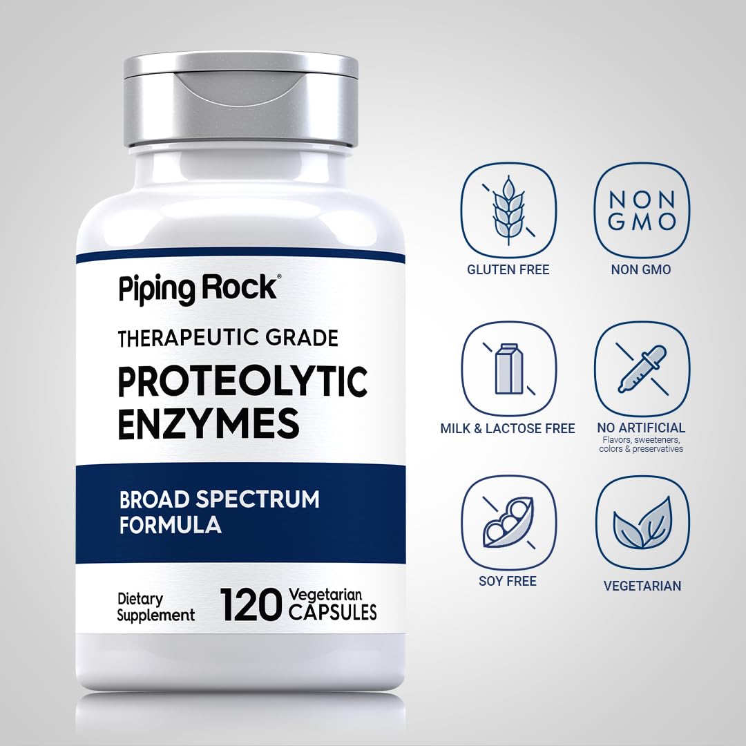 Piping Rock Proteolytic Enzymes label highlights purity and trusted ingredients