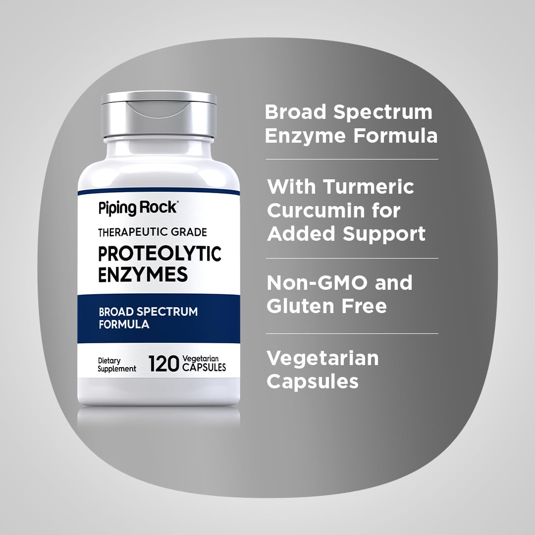 Piping Rock Proteolytic Enzymes pour demonstrates easy-to-swallow capsule form