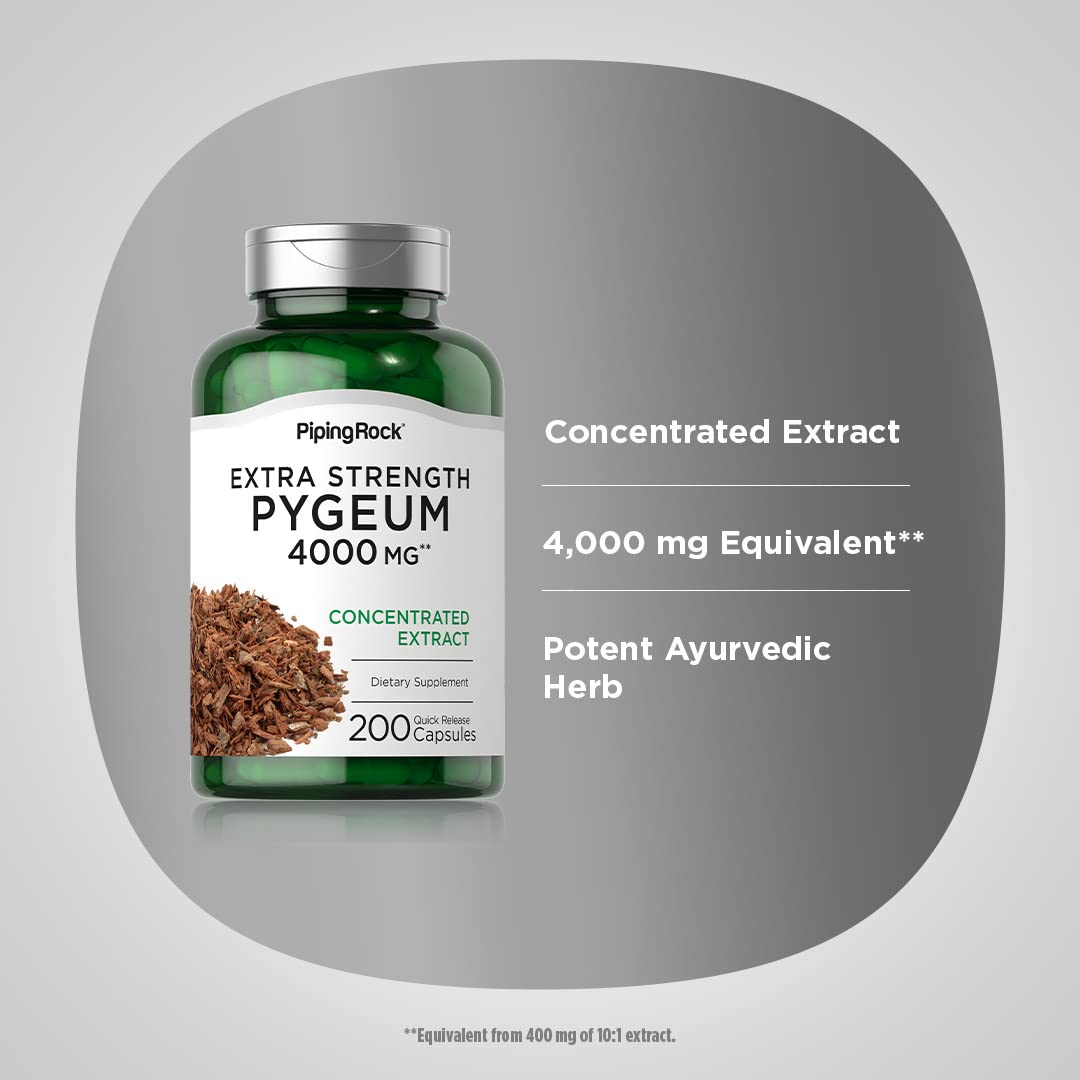 Piping Rock Pygeum capsules in hand for on-the-go use.