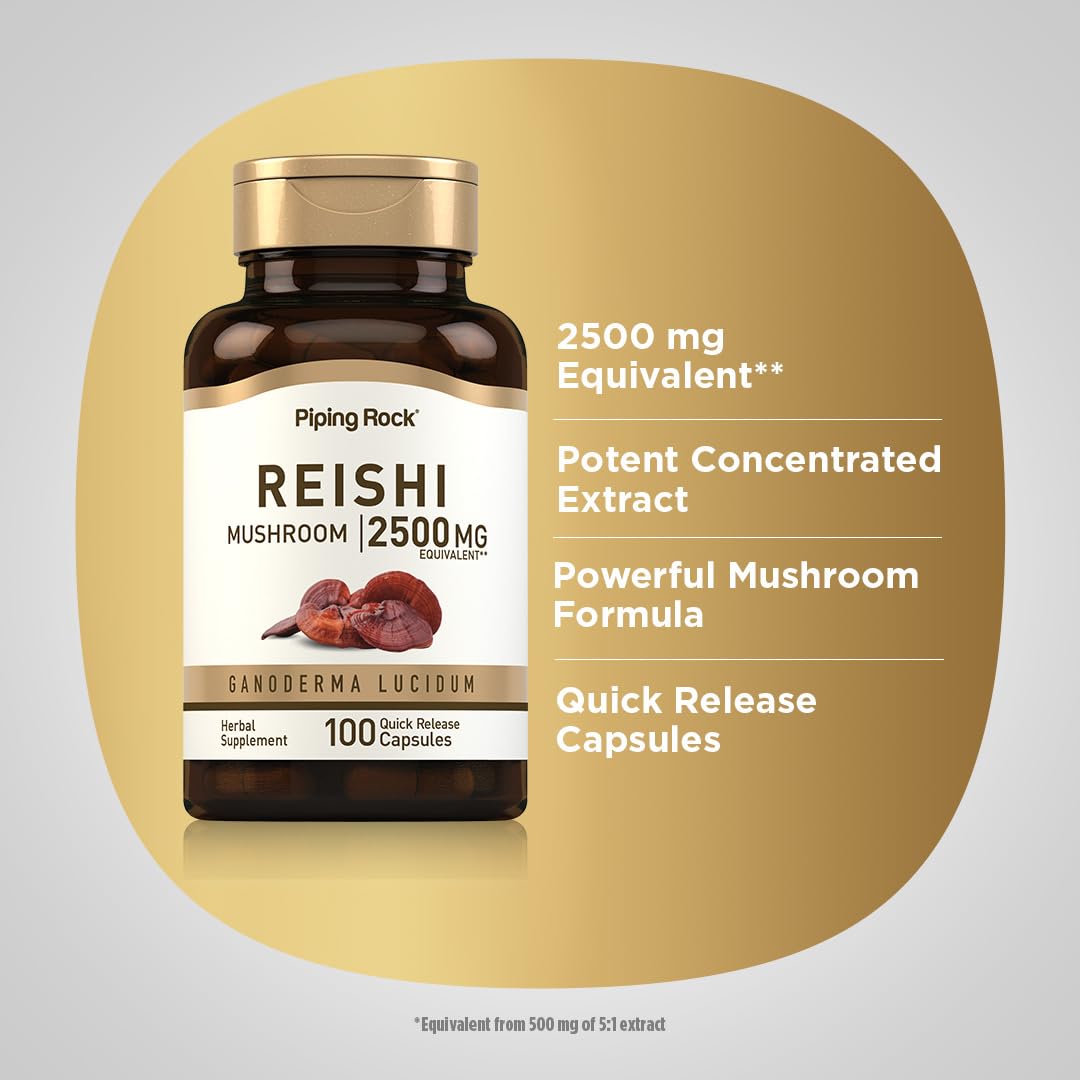 Piping Rock Reishi bottle pour demonstrates convenient daily use