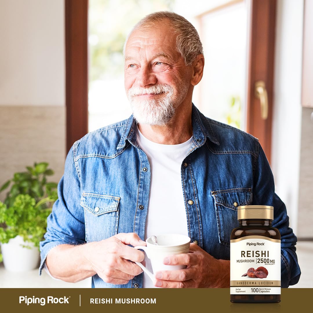 Piping Rock Reishi gluten-free icon confirms allergen-friendly option