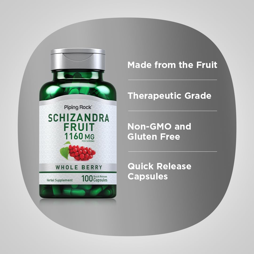 Piping Rock schizandra 100-count bottle displayed for value and convenience.