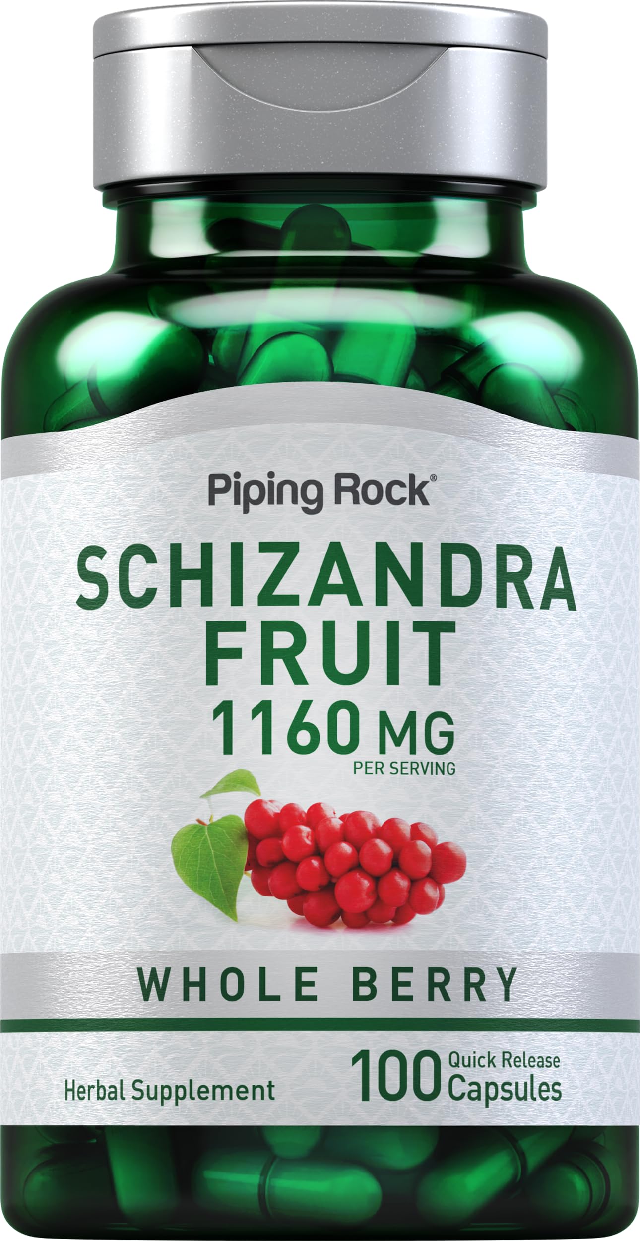 Piping Rock schizandra berry capsules bottle for daily wellness support.