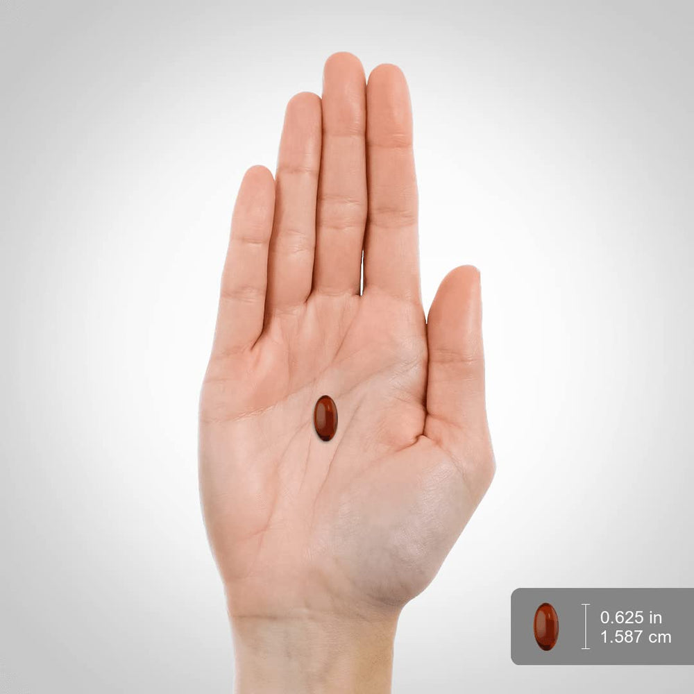 Piping Rock softgel texture shown under bright lighting.