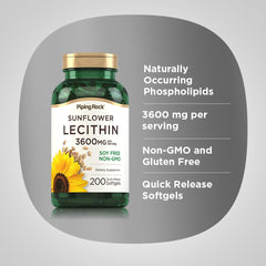 Piping Rock Sunflower Lecithin Softgels macro close-up for daily wellness.