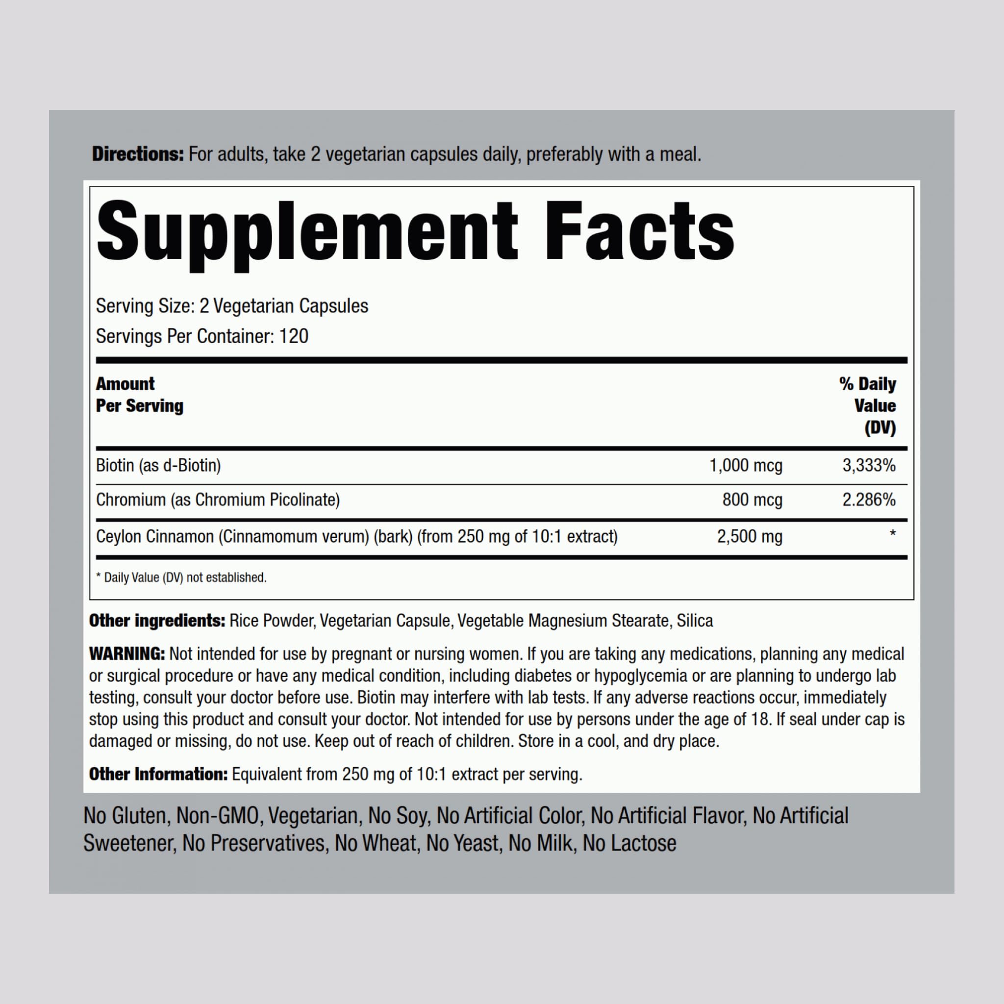 Piping Rock Cinnamon Complex capsules closeup shows ready-to-swallow powder pills for convenient daily use.