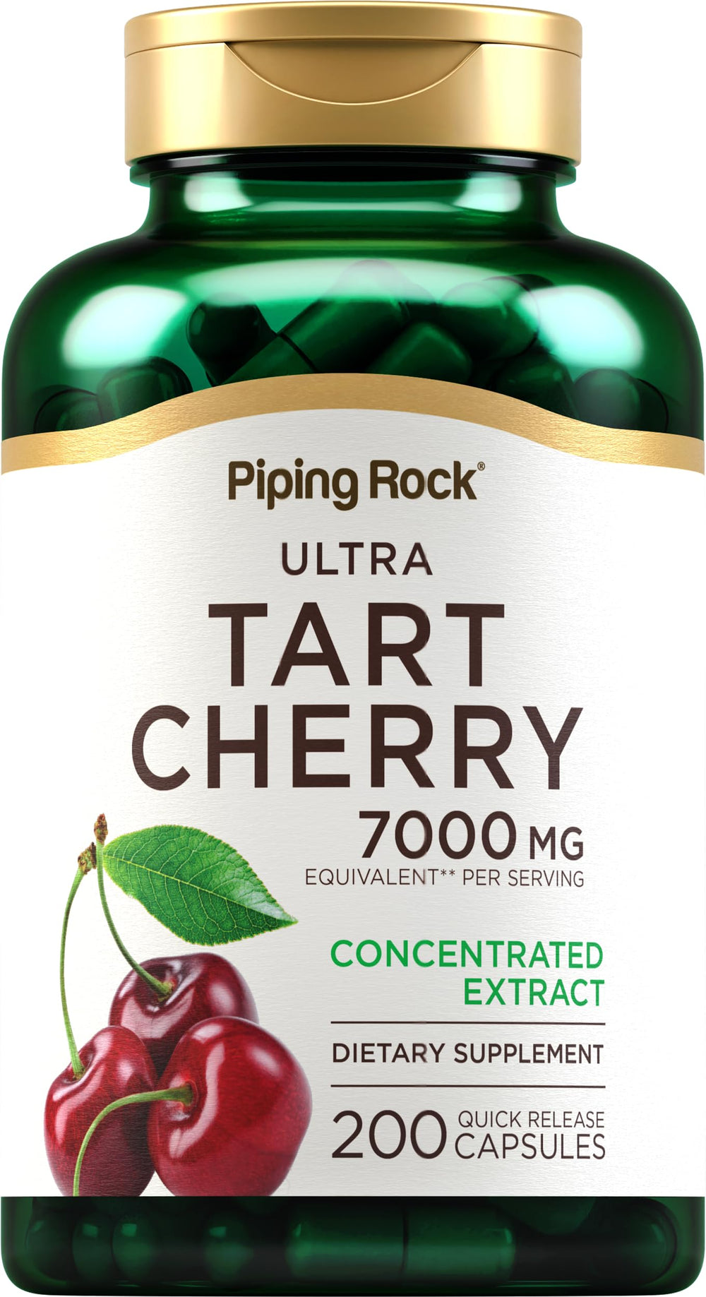 Piping Rock Tart Cherry Extract capsules bottle for easy daily use.