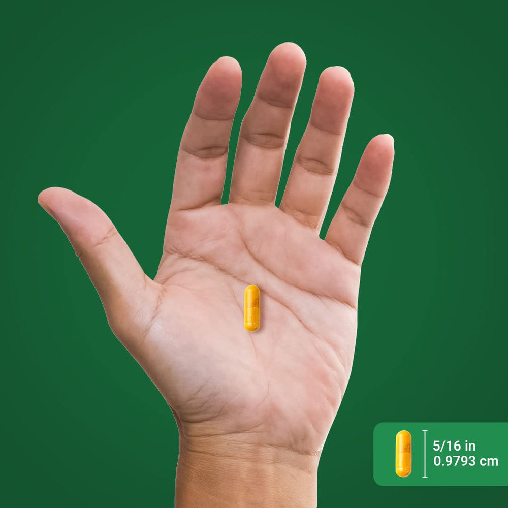 Piping Rock Turmeric Curcumin bottle pours for on-the-go use.