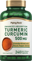 Piping Rock Turmeric Curcumin bottle front for daily wellness routine.