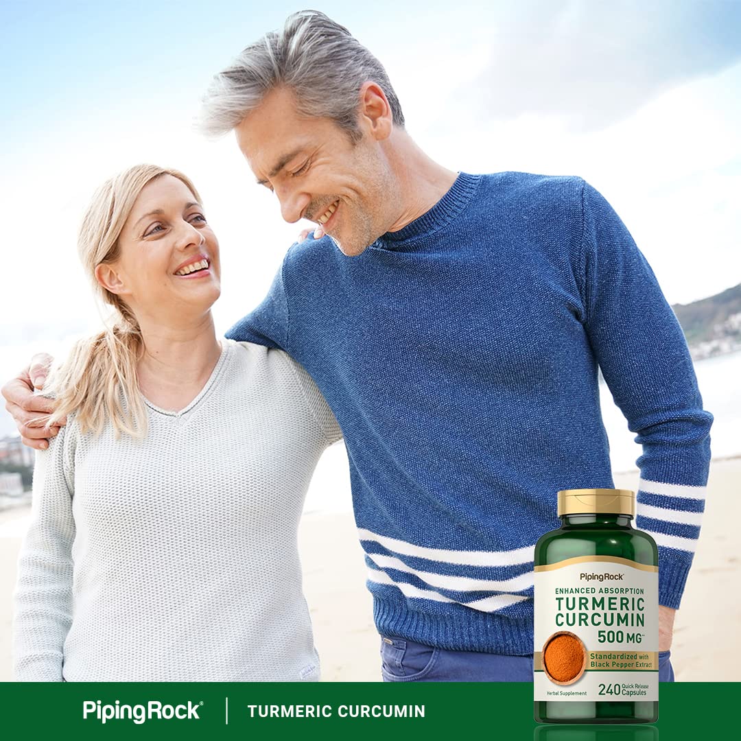 Piping Rock Turmeric Curcumin concentrated extract product visual suggests strength.