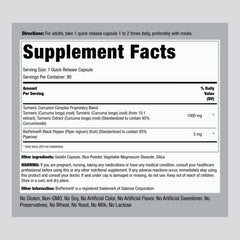 Piping Rock Turmeric Curcumin label close-up highlighting clean ingredients for informed choices