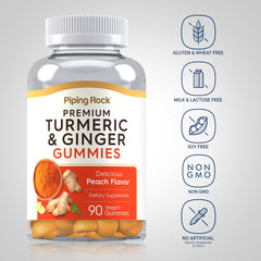 Piping Rock gummies nutrition label shows 1350 mg turmeric per serving