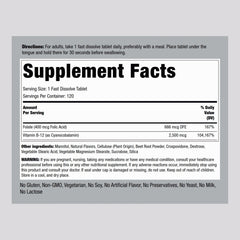 Piping Rock Vitamin B12 Sublingual berry tablets close-up highlights quick-dissolve format.
