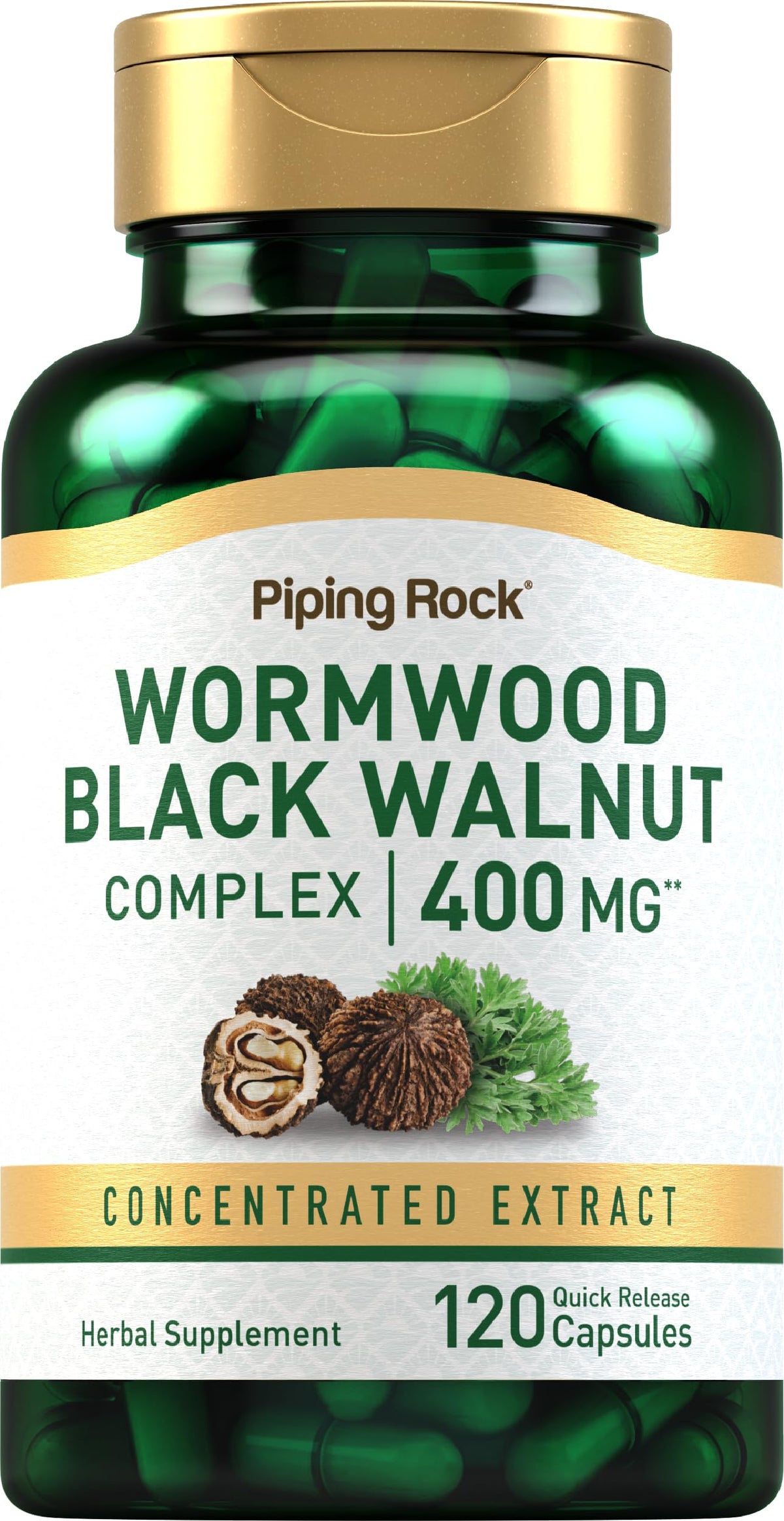 Piping Rock Wormwood Black Walnut capsules bottle front for daily wellness support.