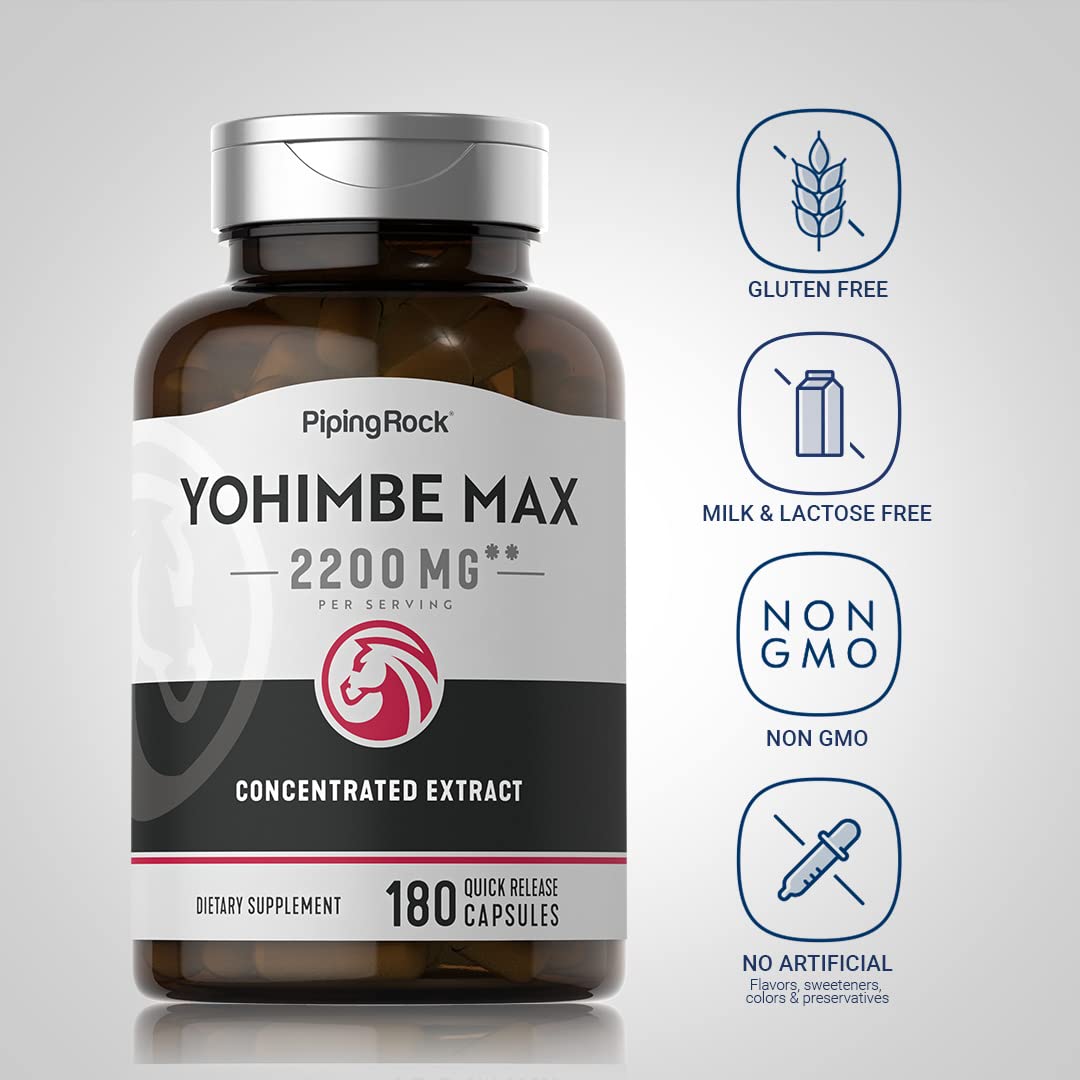 Piping Rock Yohimbe label detail displays max-strength extract.