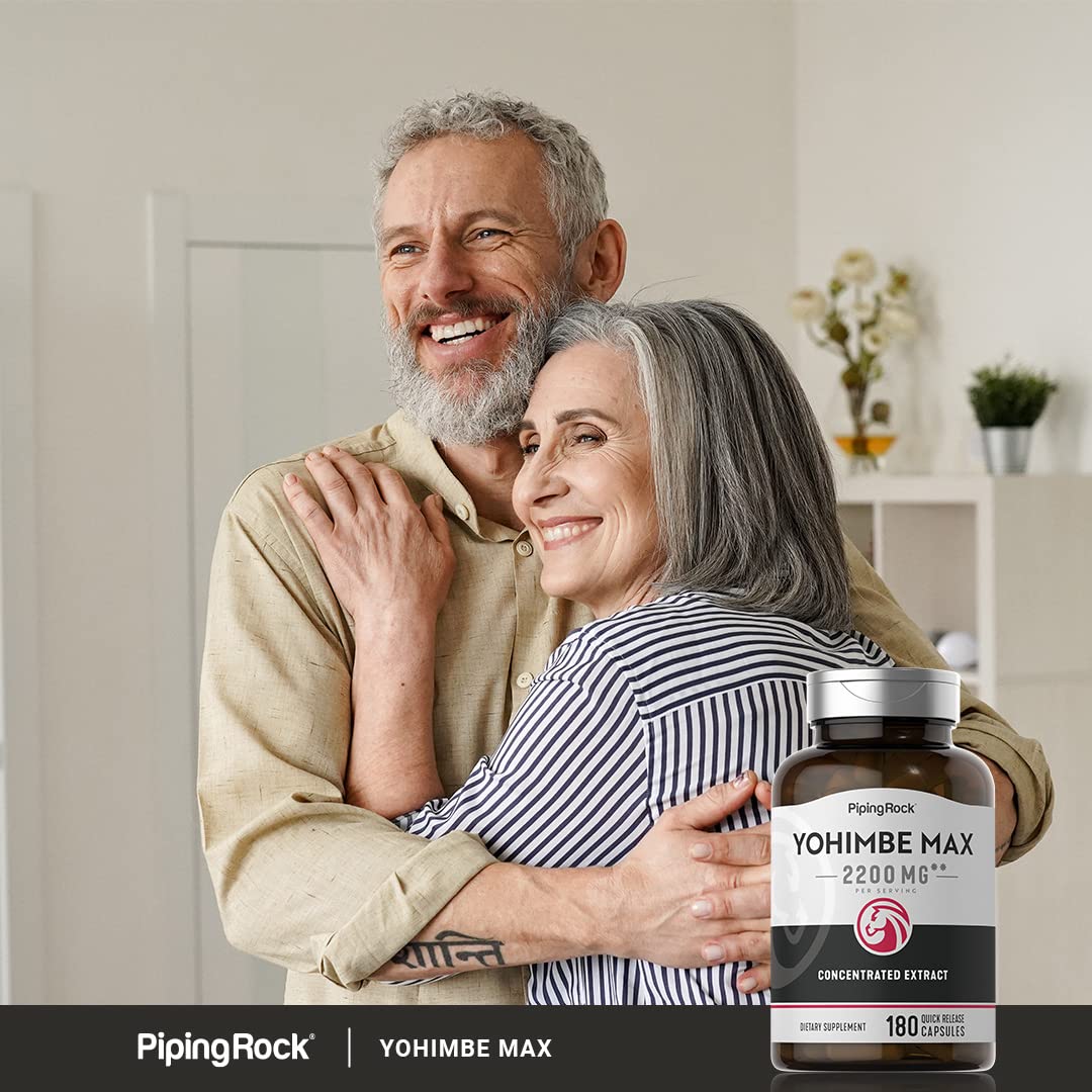 Piping Rock Yohimbe lifestyle shot suggests daily routine use.