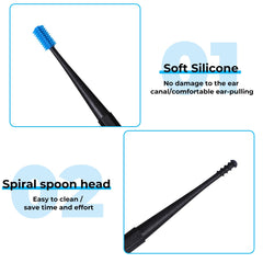 Piriuuo cepillo silicona limpieza, suave para canal auditivo sensible