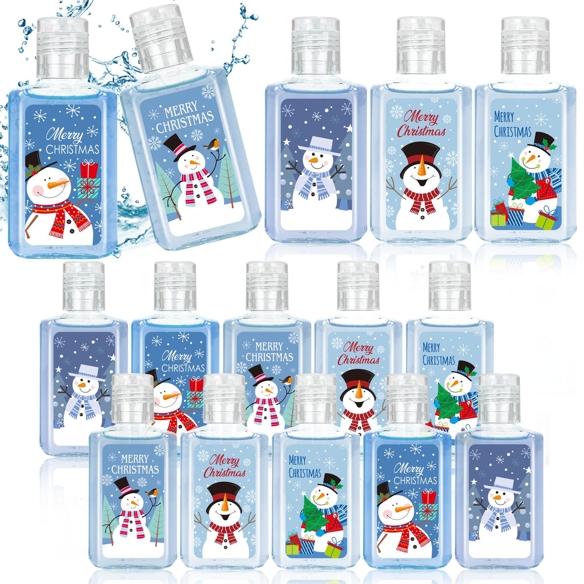 Piuaeue Christmas mini hand sanitizer Snow Man design, convenient 1oz travel size for hands on the go.