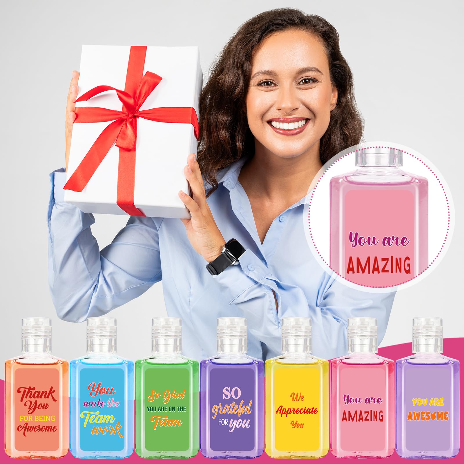 Piuaeue scented hand sanitizer with diverse fragrances, non-staining formula.