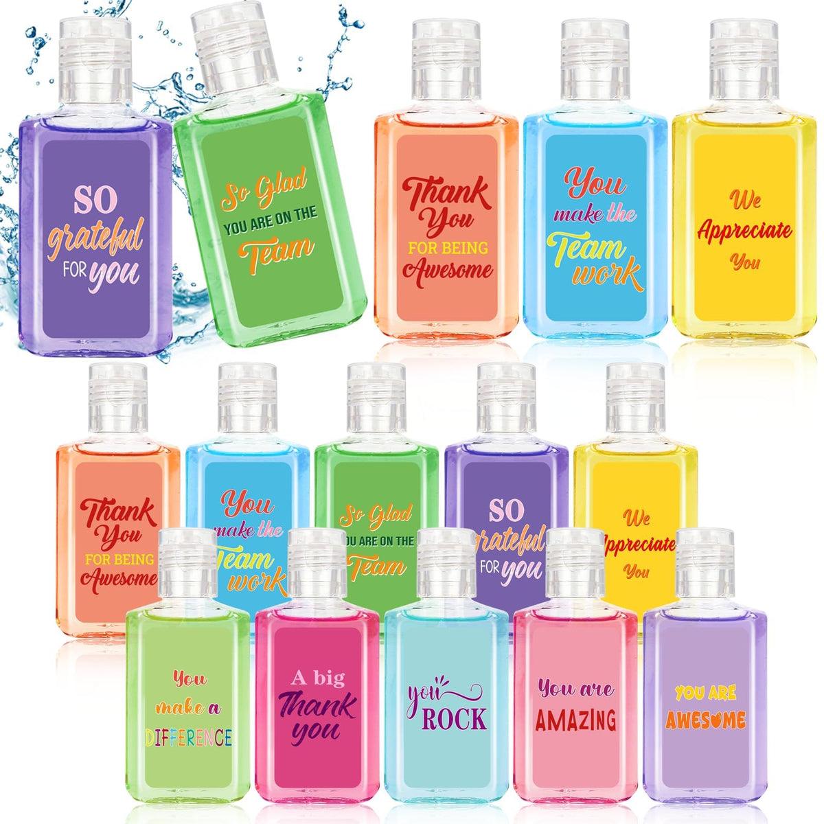 Piuaeue Thank You mini sanitizer with colorful design for team appreciation.