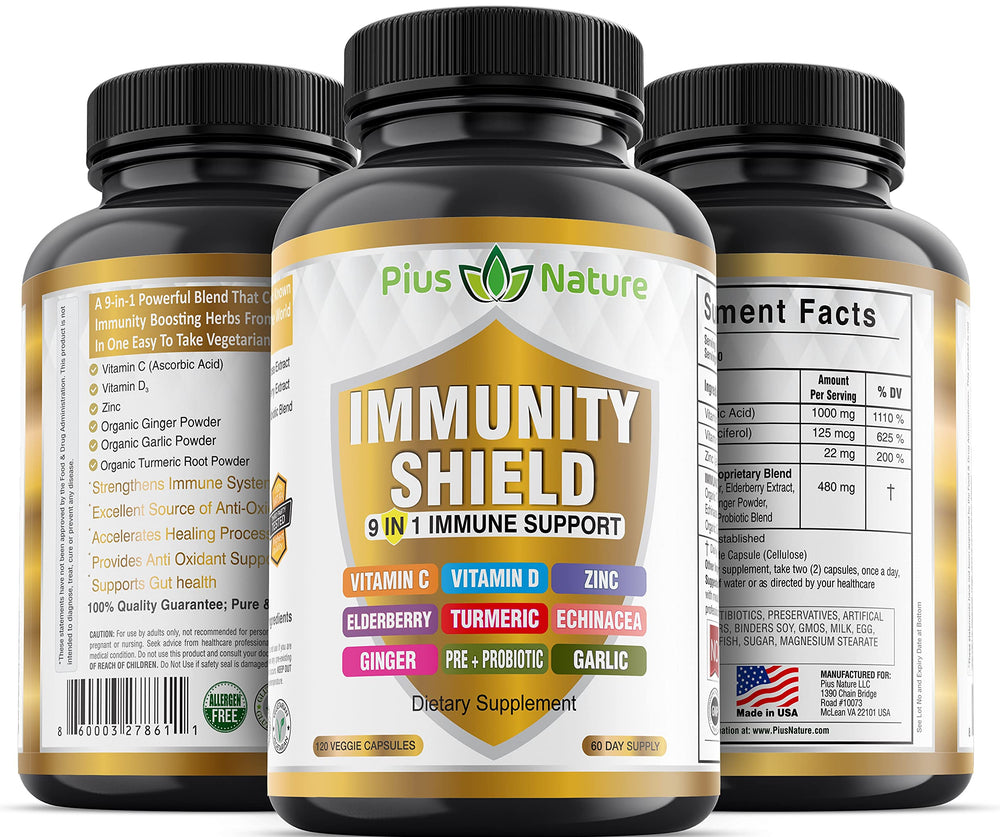PIUS NATURE 9-in-1 D3 visual emphasizing high-potency vitamin D3 per serving