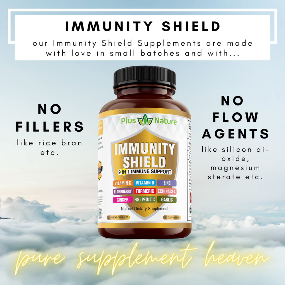 PIUS NATURE 9-in-1 elderberry visual highlights immune-supporting botanicals