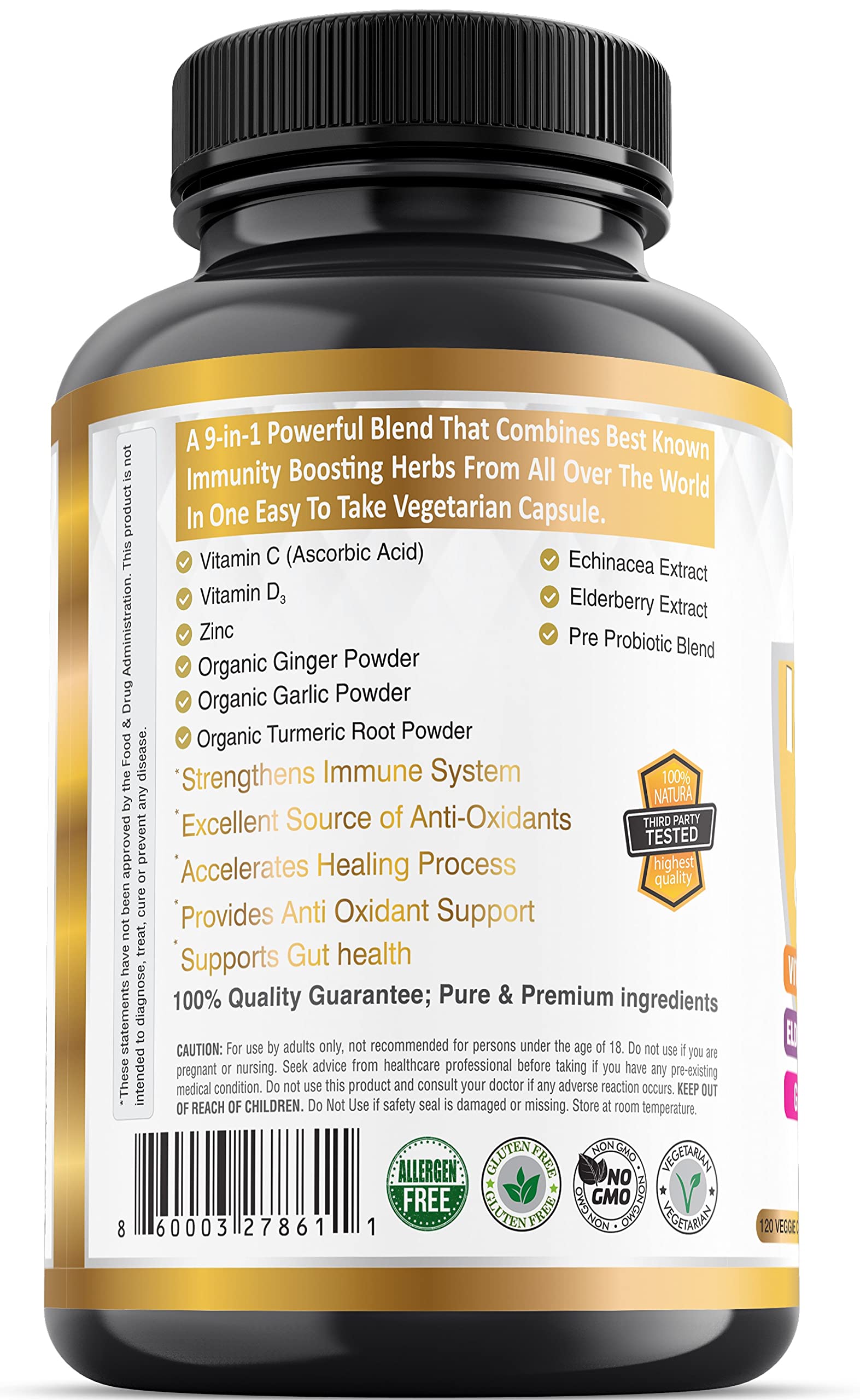PIUS NATURE 9-in-1 zinc visual featuring 22 mg per serving