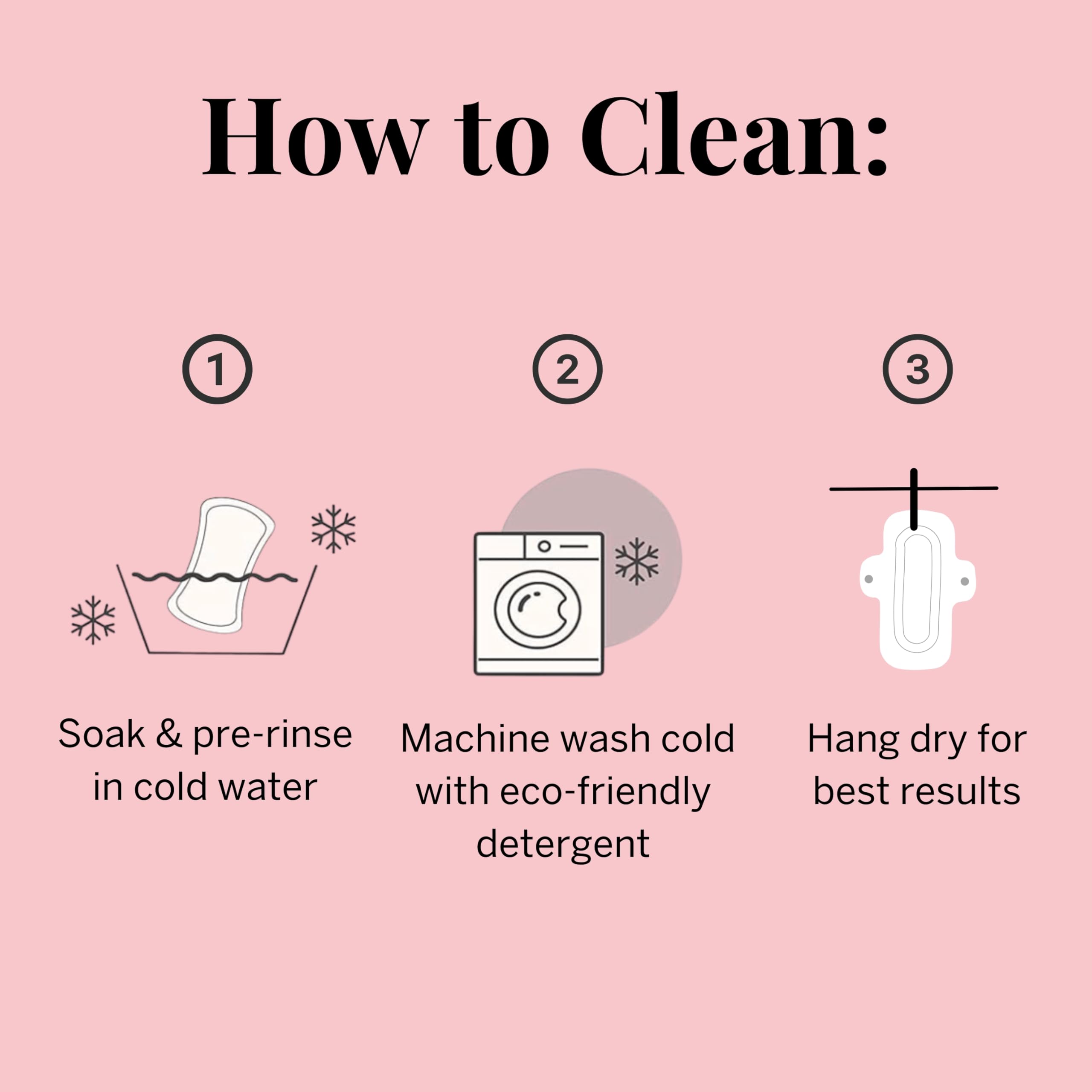 Pixie Cup machine-washable pads simplify laundry routine.