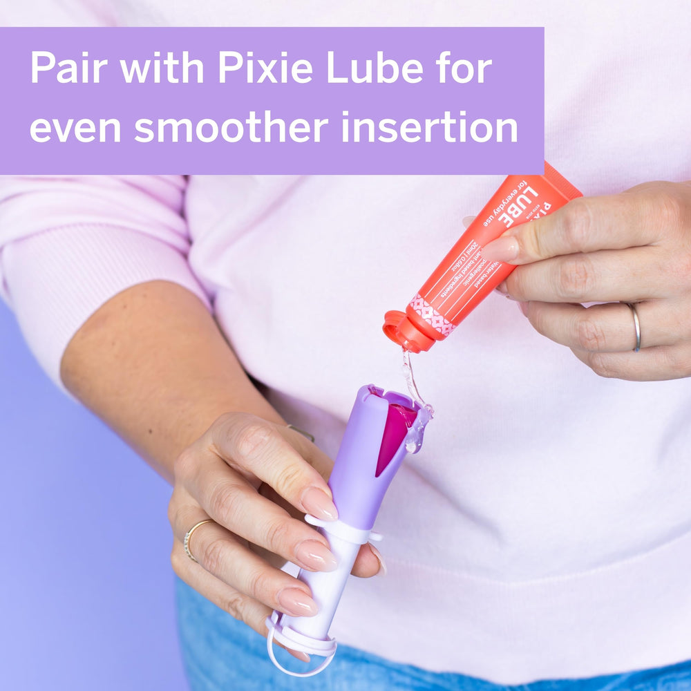 Pixie Cup applicator features a compact design for discreet storage.