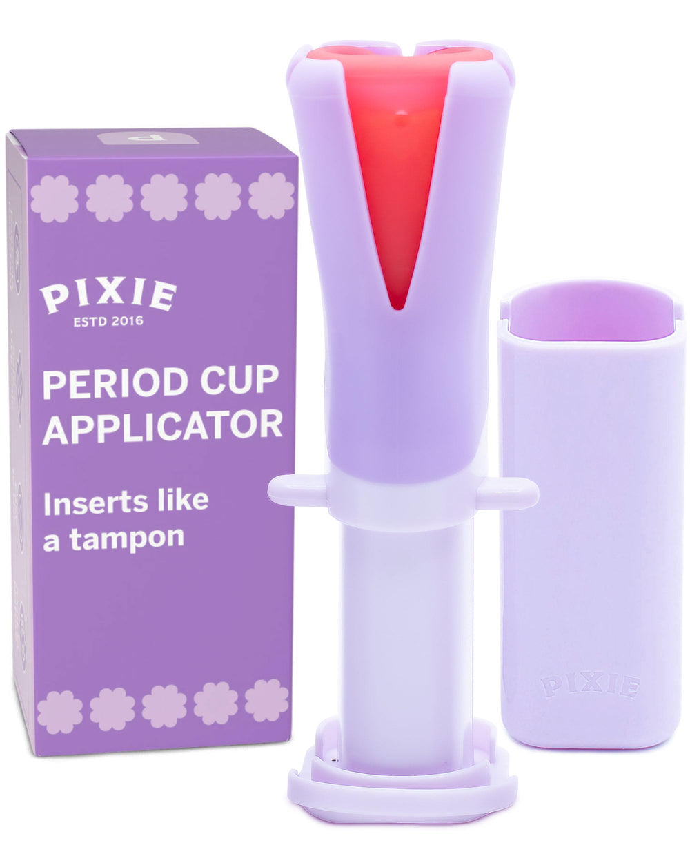 Pixie Cup applicator inserts smoothly like a tampon for comfortable placement.
