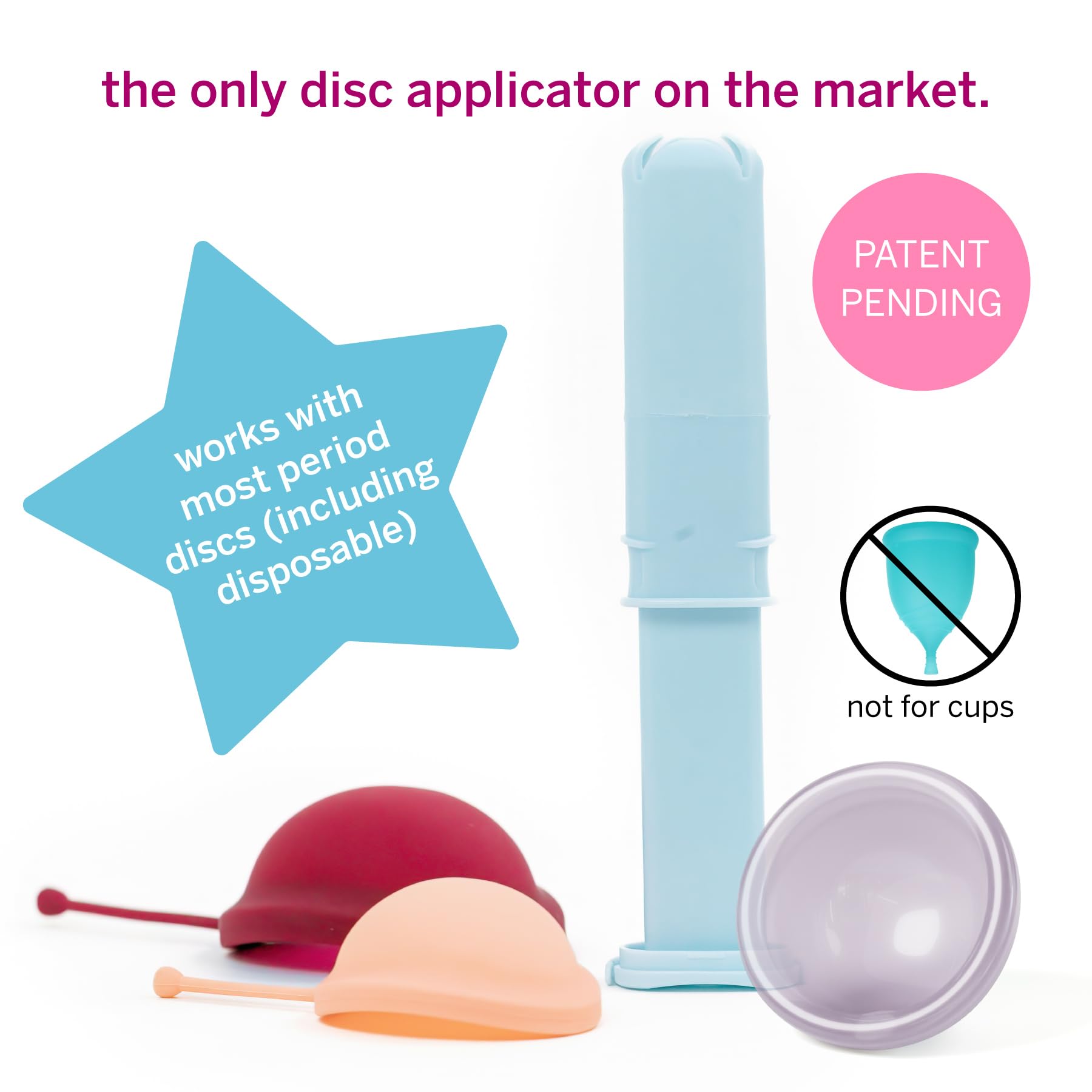 Pixie Cup disc applicator blue closeup showcases smooth, skin-friendly materials