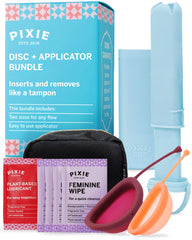 Pixie Cup disc large capacity for all-day use and leak protection.