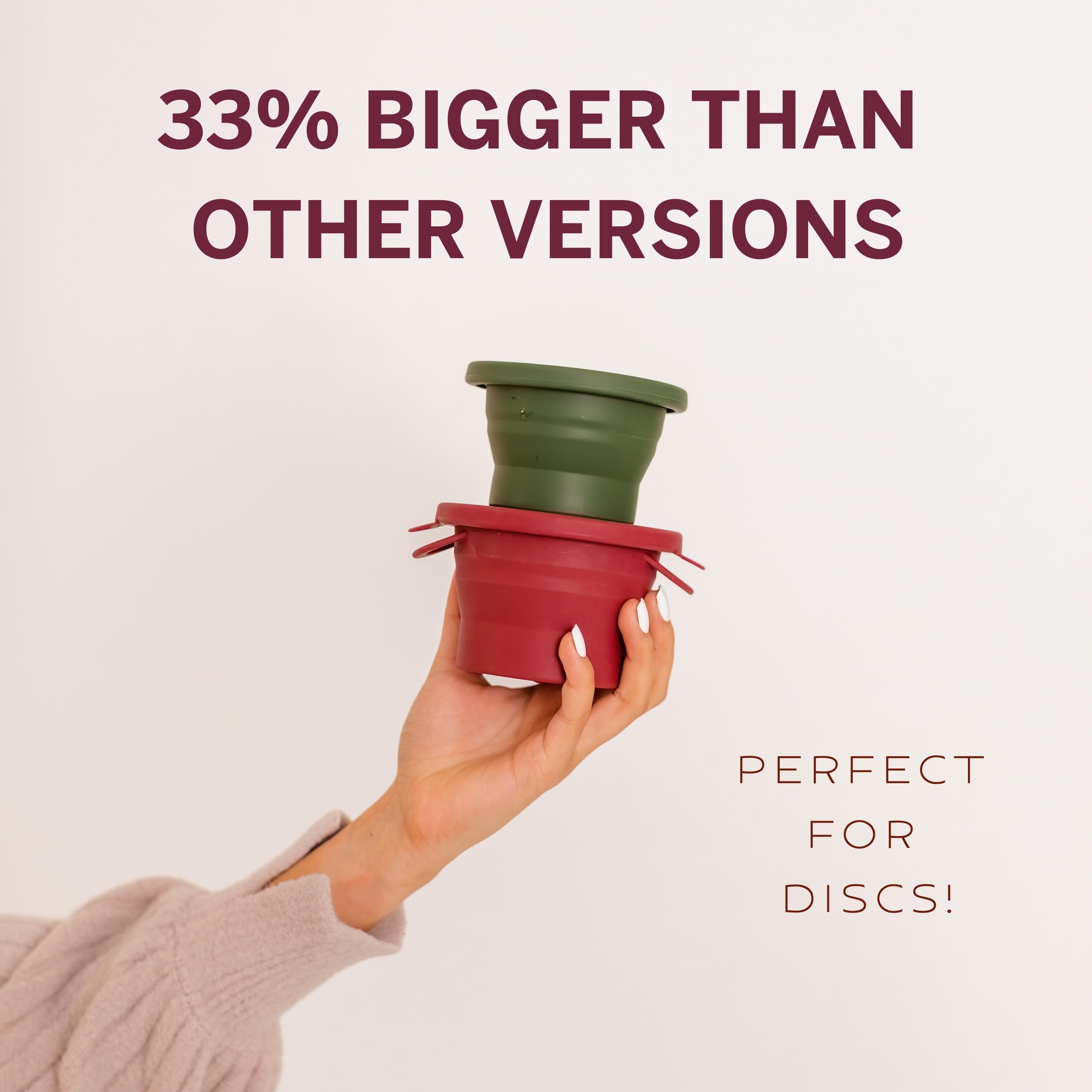 Pixie Cup discreet portable design fits in bag for privacy and ease.