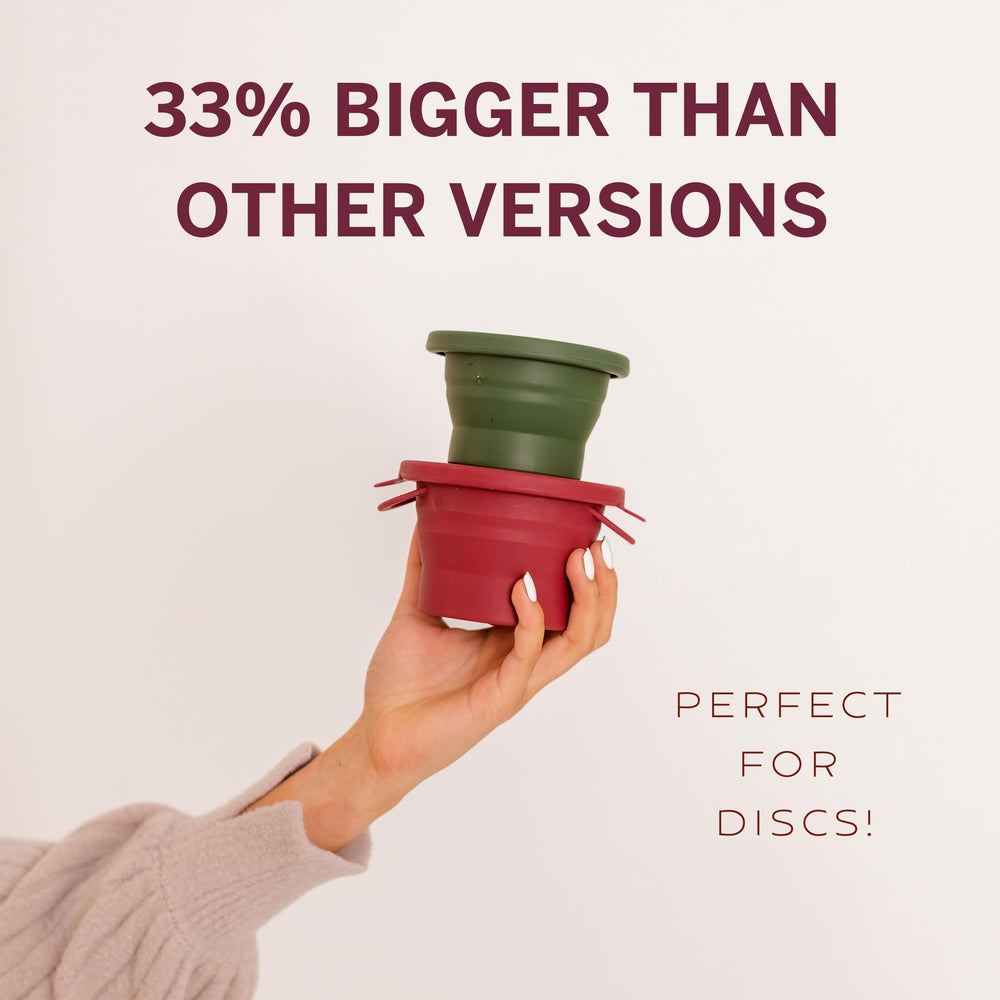 Pixie Cup discreet portable design fits in bag for privacy and ease.