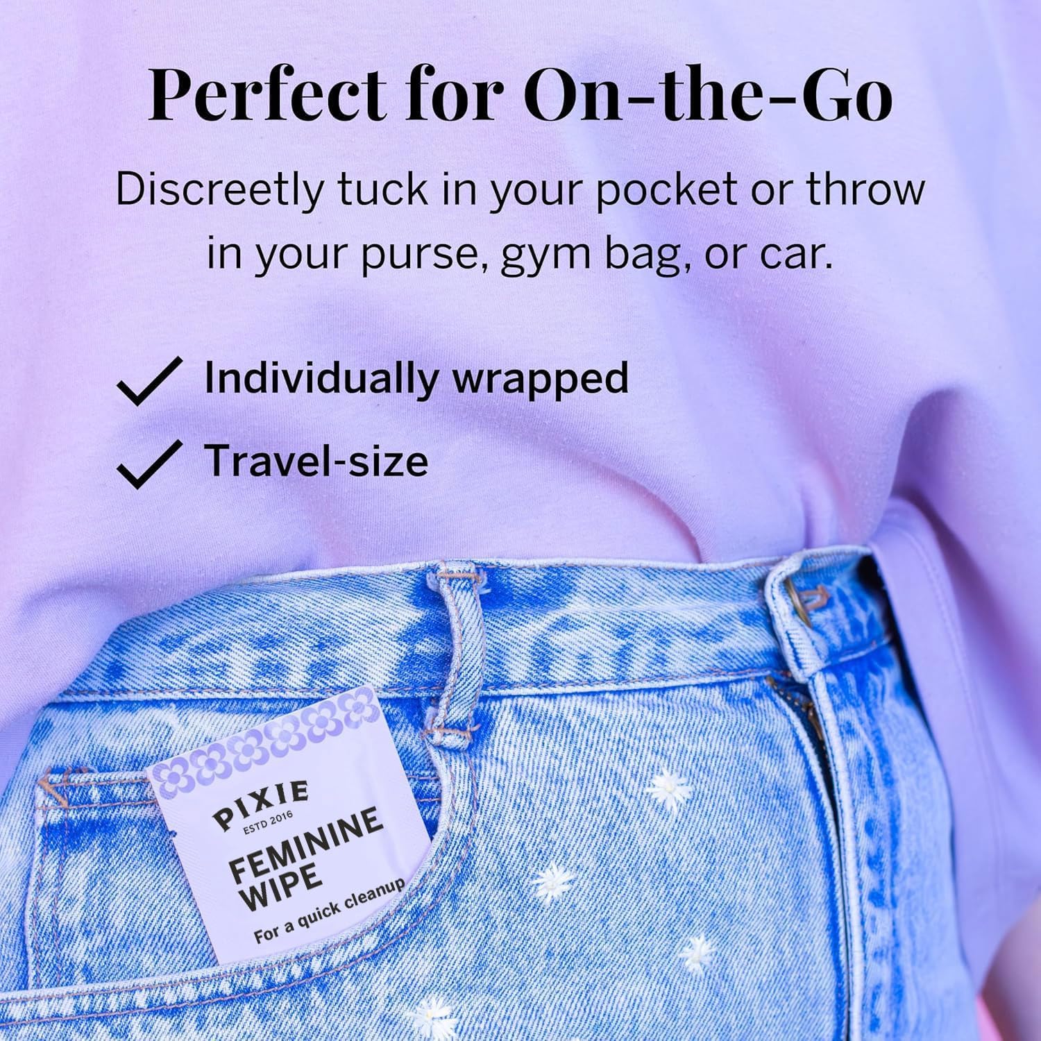 Pixie Cup wipes in public bathrooms for quick cleansing on the go
