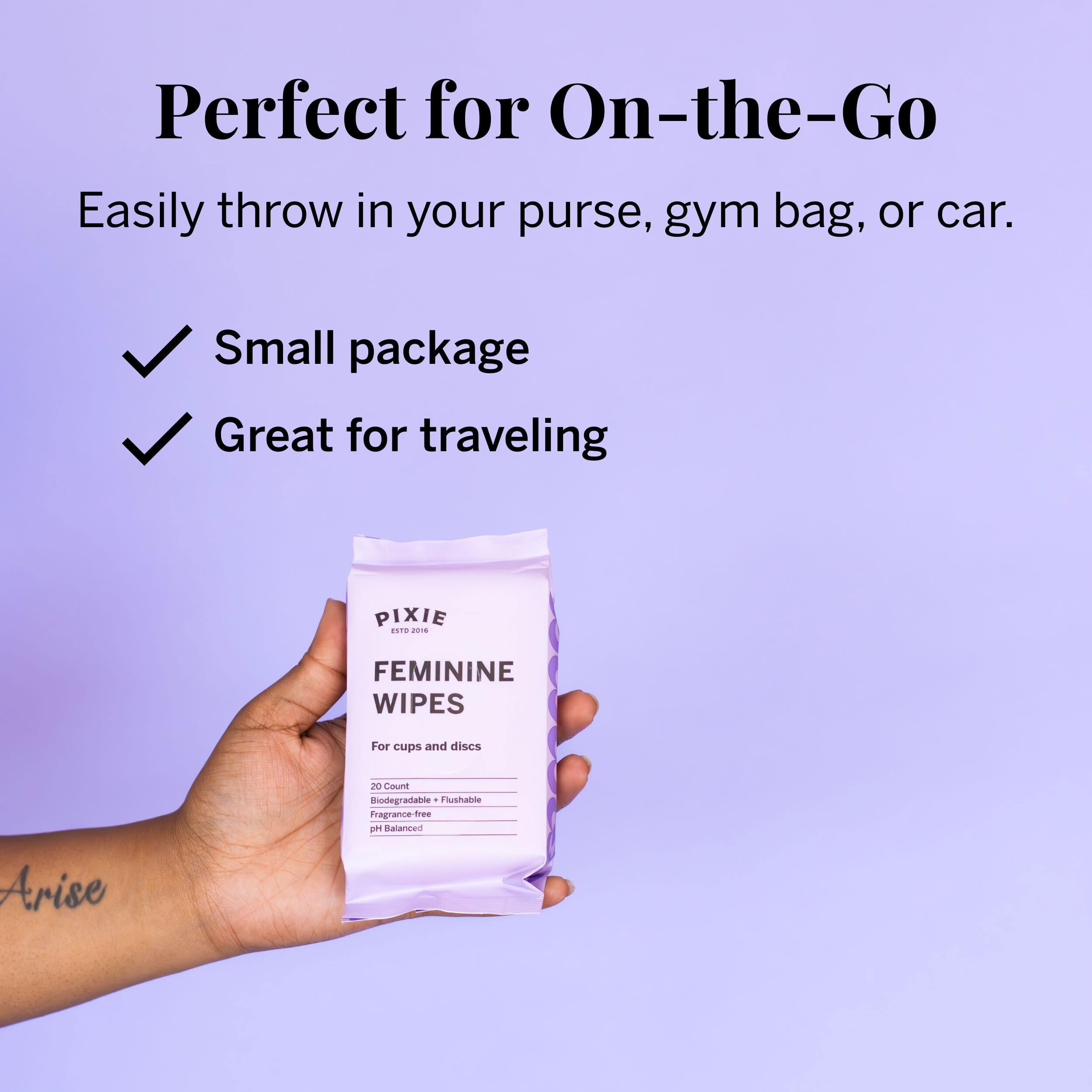 Pixie Cup flushable wipes ideal for responsible disposal