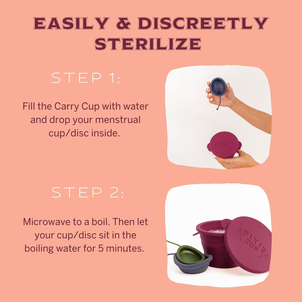 Pixie Cup rinse-in-restroom use with water shake method for quick refresh.