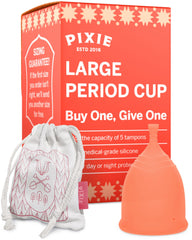 Pixie Cup held in hand showing soft silicone comfort for daily wear.