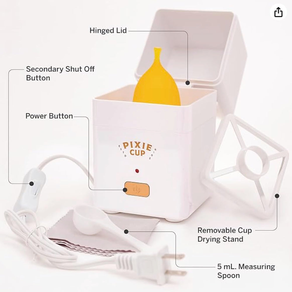 Pixie Cup steam cleaner packaging suggests convenience for shared living spaces
