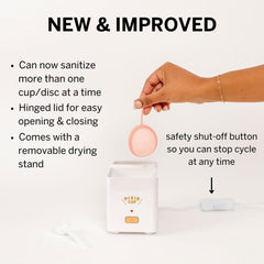 Pixie Cup steam cleaner side view demonstrates easy operation and safe, automated shutoff