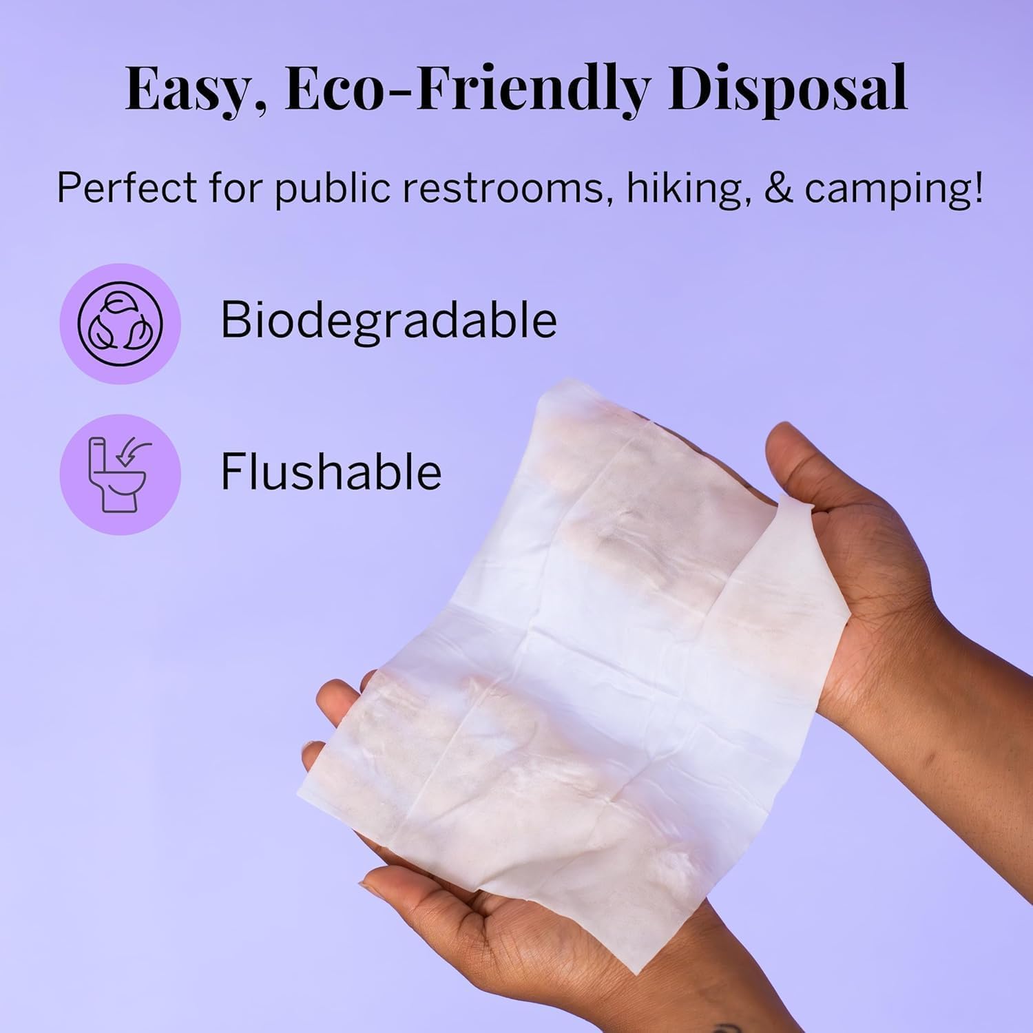 Pixie Cup Wipes biodegradable symbol emphasizes planet-friendly disposal
