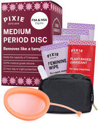 Pixie Disc coral medium insert demonstrates comfortable placement and leak prevention.