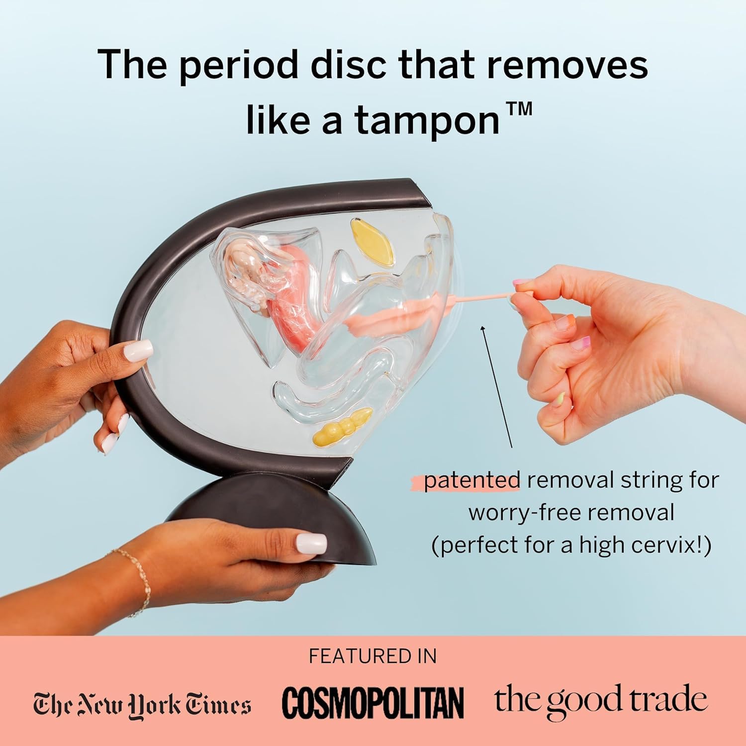 Pixie Disc in hand demonstrates compact size for discreet wear.