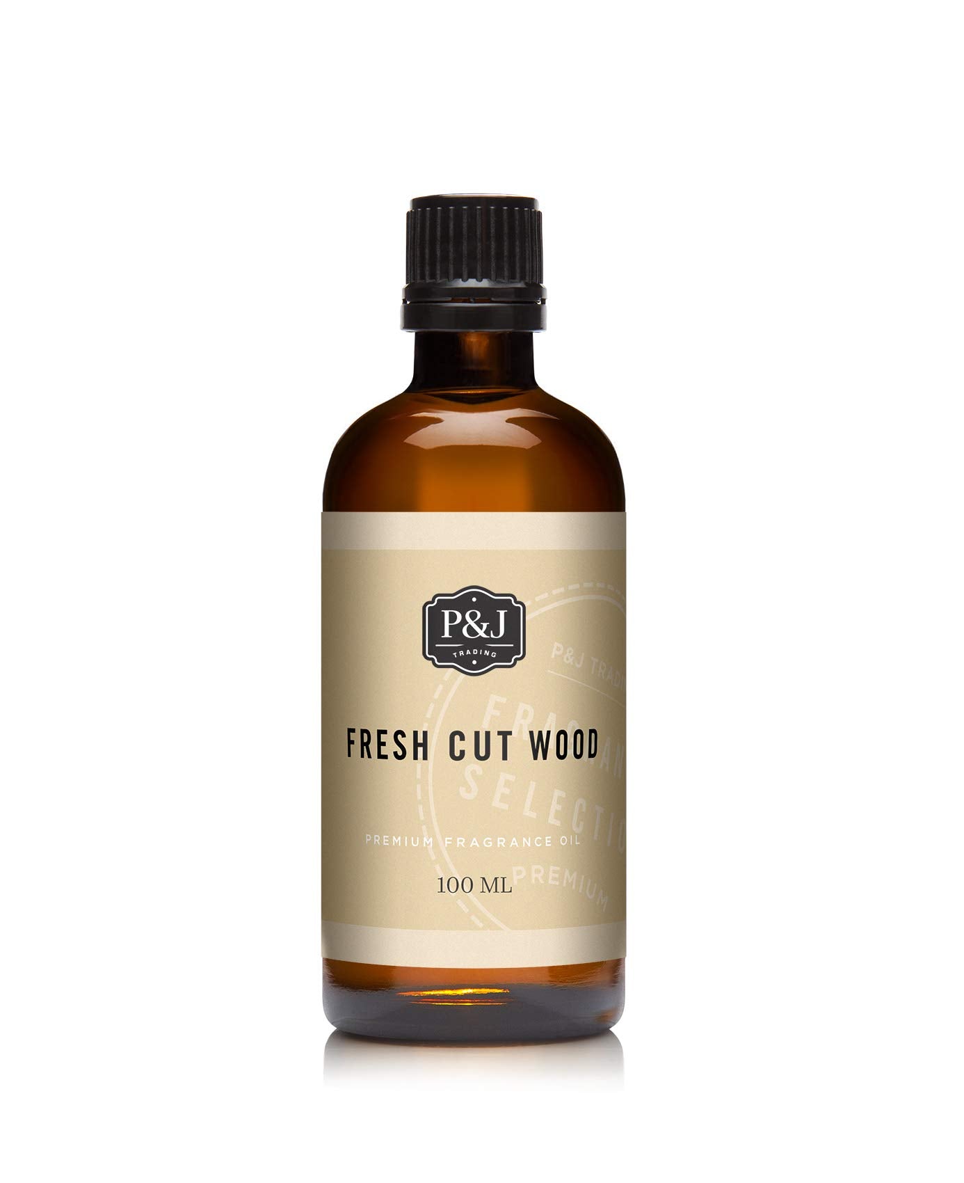 P&J Trading Fresh Cut Wood oil in an amber bottle for versatile candle scents