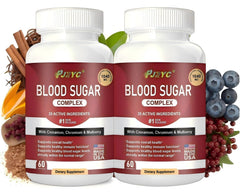 PJRYC Blood Sugar Complex bottle front, 60-day supply for daily balance.