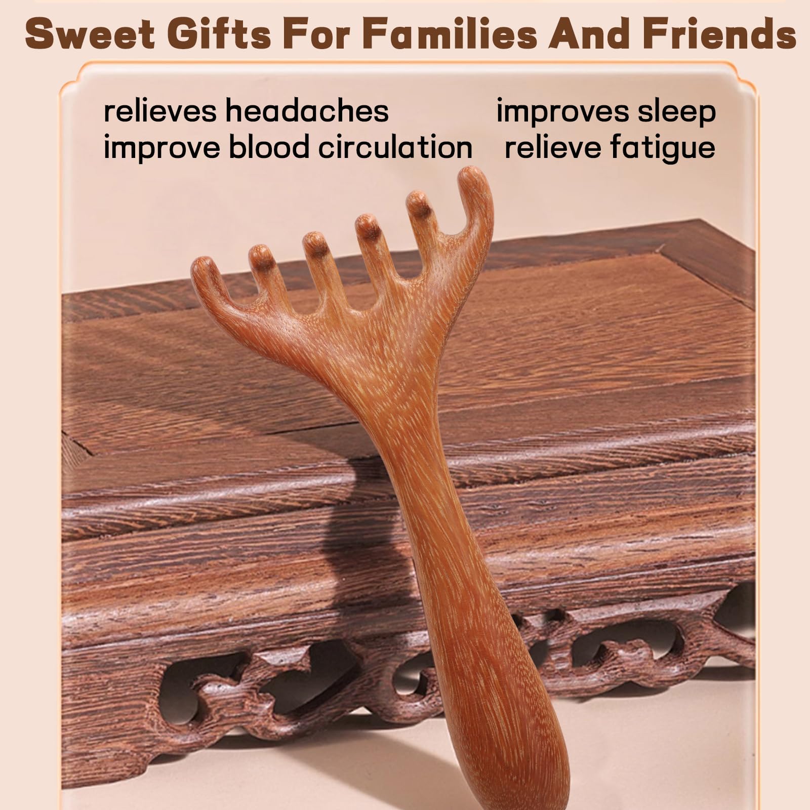 PKRFCJ ergonomic wooden massager design that fits scalp curves