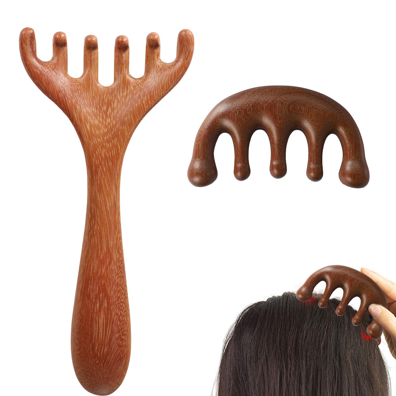 PKRFCJ golden sandalwood deer-horn massage claw for relaxing scalp massage