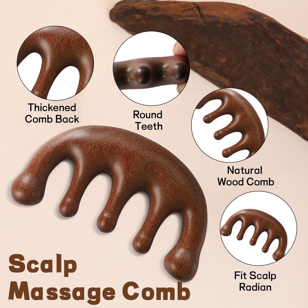 PKRFCJ golden sandalwood large five-tooth comb for scalp care