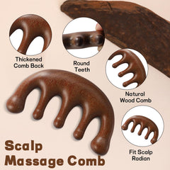 PKRFCJ golden sandalwood large five-tooth comb for scalp care