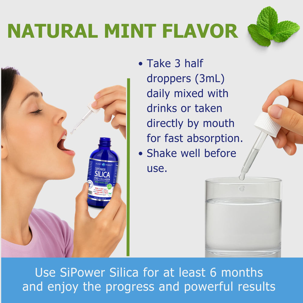 SiPower mint-flavor liquid in a glass bottle.